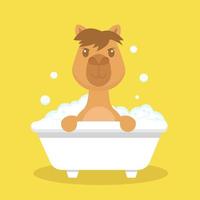 chameau mignon prendre un personnage de dessin animé de bain vecteur