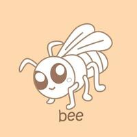 alphabet b pour abeille vocabulaire leçon école dessin animé numérique timbre contour vecteur