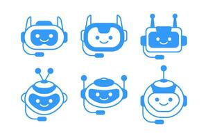 robotique assistant icône avec casque signe. robot bavarder bot icône conception vecteur