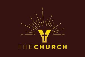 branché et professionnel lettre y église signe Christian et paisible vecteur logo conception