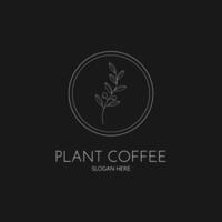 plante café logo conception ligne style, café logo étiquette avec cercle vecteur