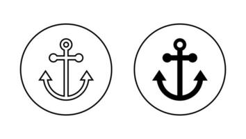 nautique navire ancre icône vecteur dans cercle ligne