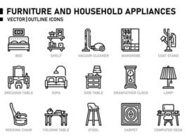 icône de meubles et d'appareils ménagers vecteur