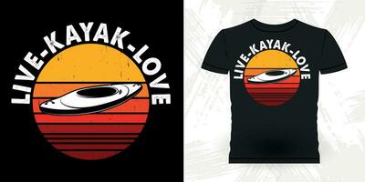 vivre kayak l'amour marrant pagayer bateau rétro ancien kayak T-shirt conception vecteur