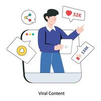 viral contenu plat style conception vecteur illustration. Stock illustration