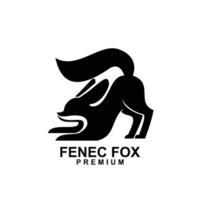 fennec Renard logo icône conception illustration négatif noir blanc vecteur