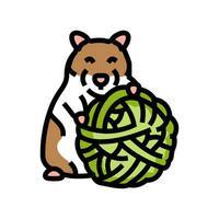 hamster avec jouet animal de compagnie Couleur icône vecteur illustration