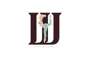 des sports yoga femmes dans lettre w vecteur conception. alphabet lettre icône concept. des sports Jeune femmes Faire yoga des exercices avec lettre w logo conception.