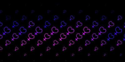 texture vectorielle violet foncé, rose avec des symboles des droits des femmes. vecteur