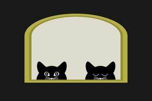 vecteur Contexte avec chat silhouettes, un avec yeux ouvert et le autre avec yeux fermé