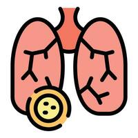 poumons virus icône vecteur plat