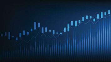 Stock marché tendance avec bar graphique et chandeliers sur bleu Contexte vecteur
