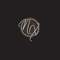 initiales nx logo monogramme avec Facile cercle ligne style vecteur