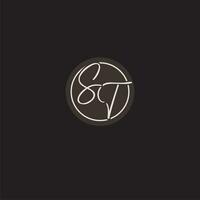 initiales st logo monogramme avec Facile cercle ligne style vecteur