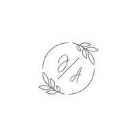 initiales ja monogramme mariage logo avec Facile feuille contour et cercle style vecteur