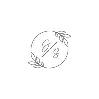 initiales js monogramme mariage logo avec Facile feuille contour et cercle style vecteur