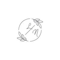 initiales dans monogramme mariage logo avec Facile feuille contour et cercle style vecteur