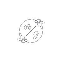 initiales mj monogramme mariage logo avec Facile feuille contour et cercle style vecteur