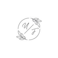 initiales euh monogramme mariage logo avec Facile feuille contour et cercle style vecteur