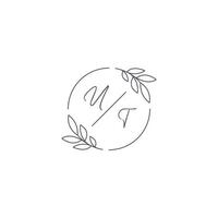 initiales Utah monogramme mariage logo avec Facile feuille contour et cercle style vecteur