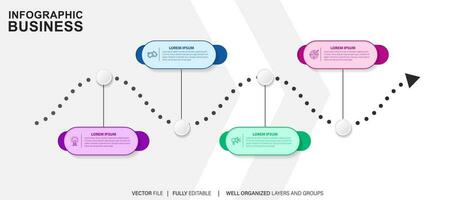 mince ligne infographie schème avec 4 options. vecteur modèle pour