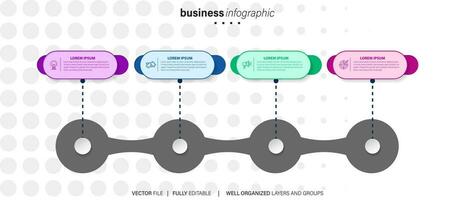 moderne 3d infographie modèle avec 4 pas. affaires cercle modèle avec les options pour brochure, diagramme, flux de travail, calendrier, la toile conception. vecteur eps dix