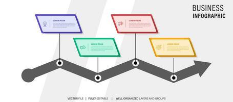 circulaire disposition diagramme avec 4 liste de pas, circulaire disposition diagramme infographie élément modèle vecteur