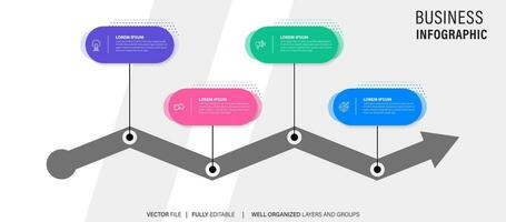 circulaire disposition diagramme avec 4 liste de pas, circulaire disposition diagramme infographie élément modèle vecteur