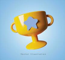 d'or tasse dans 3d vecteur illustration