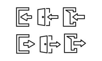 signe dans et en dehors icône. ensemble de sortie, s'identifier vecteur Icônes. ouvert et fermé porte symbole. en dehors et dans flèches, isolé sur blanc Contexte.