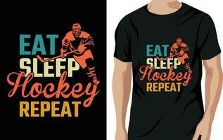 vecteur manger sommeil le hockey répéter - champ le hockey t chemise conception, vecteur, affiche, ou modèle.