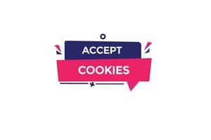 Nouveau J'accepte biscuits moderne, site Internet, Cliquez sur bouton, niveau, signe, discours, bulle bannière, vecteur