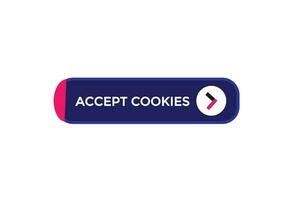 Nouveau J'accepte biscuits moderne, site Internet, Cliquez sur bouton, niveau, signe, discours, bulle bannière, vecteur