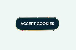 Nouveau J'accepte biscuits moderne, site Internet, Cliquez sur bouton, niveau, signe, discours, bulle bannière, vecteur