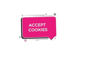 Nouveau J'accepte biscuits moderne, site Internet, Cliquez sur bouton, niveau, signe, discours, bulle bannière, vecteur