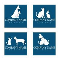 modèle de logo de silhouettes vectorielles chat et chien vecteur