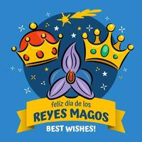 feliz dia de los Reyes magos salutation carte vecteur