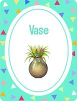 flashcard de vocabulaire avec vase de mots vecteur