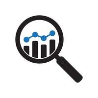 analytique vecteur icône. grossissant verre avec bar graphique. affaires une analyse icône. commercialisation recherche symbole. une analyse de une croissance graphique icône.