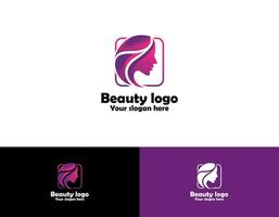 logo de beauté avec femme à l'intérieur du cercle et modèle de conception de carte de visite, fleur, logo, femme, vecteur premium