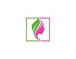 le visage des femmes combine le logo fleur et branche pour le salon de beauté, le spa, les cosmétiques et les soins de la peau. design de logo élégant et carte de visite. vecteur