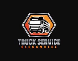 logo de l'entreprise de camionnage. concept de logo emblème insigne audacieux. vecteur de modèle de logo prêt à l'emploi isolé