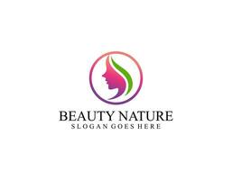 le visage des femmes combine le logo fleur et branche pour le salon de beauté, le spa, les cosmétiques et les soins de la peau. design de logo élégant et carte de visite. vecteur