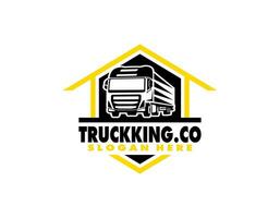 un camion vecteur logo bonne illustration pour mascotte, livraison ou logistique, logo industrie, plat couleur, style avec bleu.