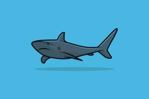 magnifique requin poisson vecteur illustration. animal la nature icône concept. requin poisson dessin animé mascotte personnage vecteur conception.