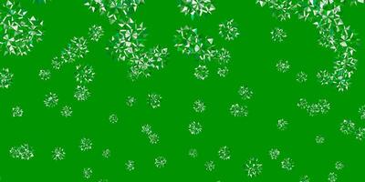texture vecteur vert clair avec des flocons de neige brillants.