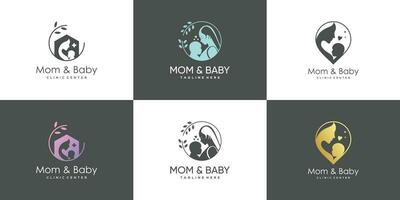 maman et bébé logo conception collection avec moderne unique style prime vecteur