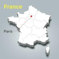 France 3d carte avec les frontières de Régions vecteur