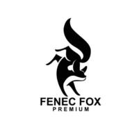 fennec Renard logo icône conception illustration négatif noir blanc vecteur