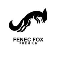 fennec Renard logo icône conception illustration négatif noir blanc vecteur